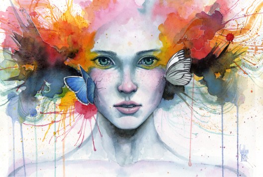 Satori · Watercolour, pastel and acrylic on paper. 46x31cm.Acuarela, pastel y acrílico sobre papel. 46x31cm.350€.-